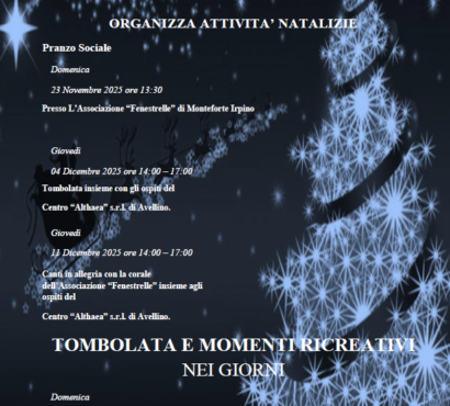 Attività natalizie Associazione Polivalente Socio-Culturale “Fenestrelle” ODV di Monteforte Irpino