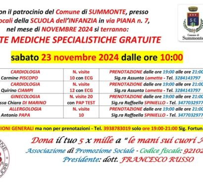 Le mani sui cuori A.P.S. – Visite mediche specialistiche gratuite