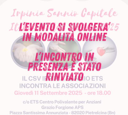 COMUNICAZIONE IMPORTANTE riunione organizzativa IRPINIA SANNIO CAPITALE ITALIANA DEL DONO 2025