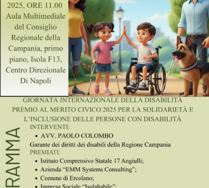 Giornata Internazionale delle persone con disabilità, 3 dicembre: “Premio al merito civico per la solidarietà e l’inclusione delle persone con disabilità 2025”