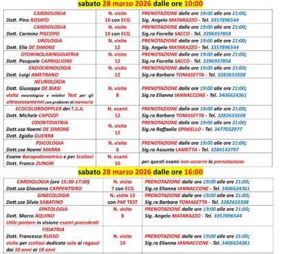 Associazione le mani sui cuori APS – Visite mediche specialistiche gratuite 28 marzo