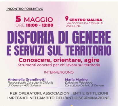 DISFORIA DI GENERE E SERVIZI SUL TERRITORIO – 5 MAGGIO