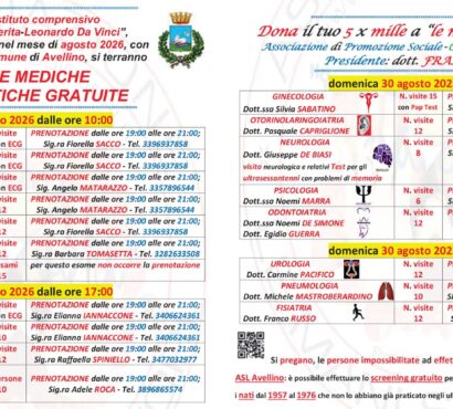 Visite mediche gratuite dal 29 al 30 agosto – associazione Le Mani sui Cuori